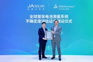 JA Solar Establishes Global Benchmark with TÜV Rheinland’s First Certification for PV Cell Power Measurement Uncertainty